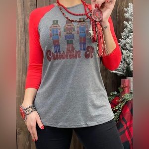 Women’s 3/4 Sleeve Nutcracker Christmas Shirt ~ NWT